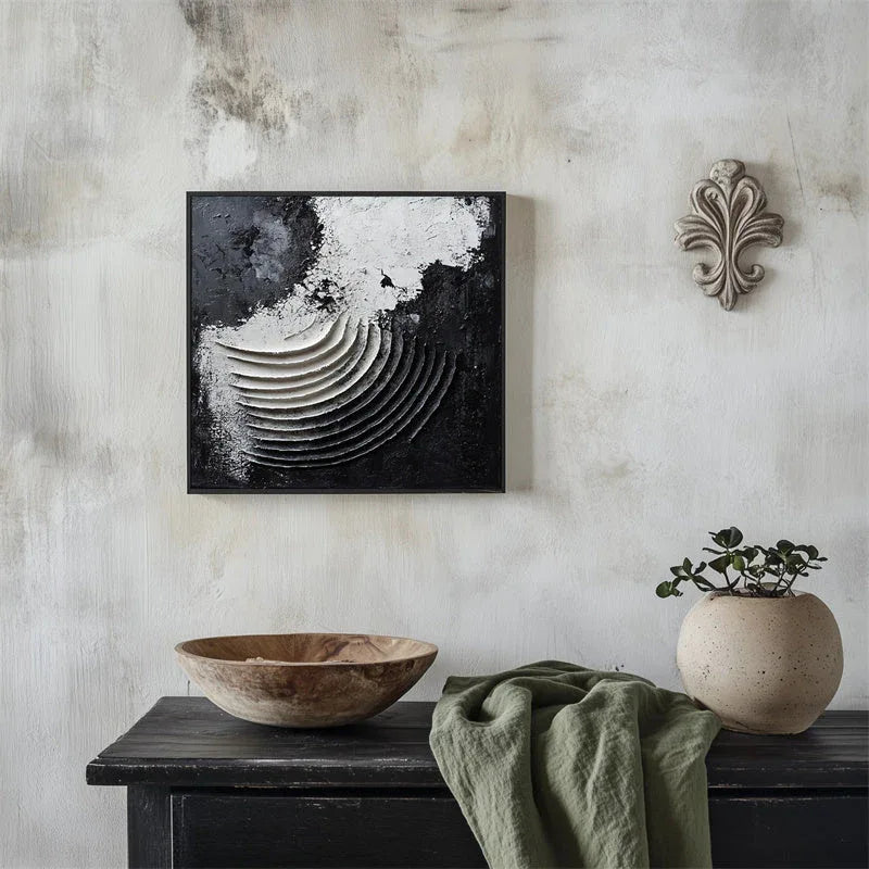 Lunar Crescendo-Hand drawn 3D abstract mural of the crescent moon - artextured