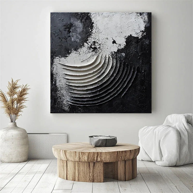 Lunar Crescendo-Hand drawn 3D abstract mural of the crescent moon - artextured