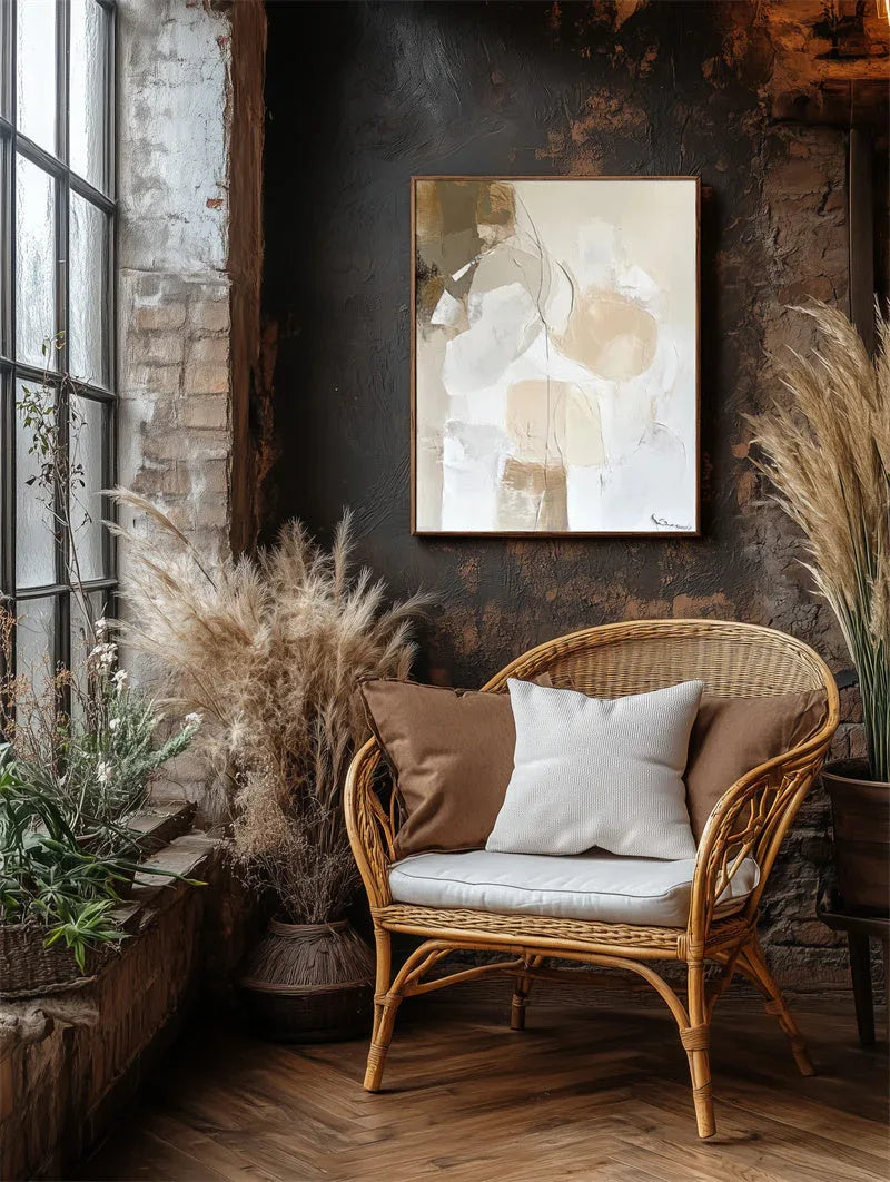 Earthly Flow-Abstract Block Wall Art With Modern Minimalist Soft Line Rhythm - artextured