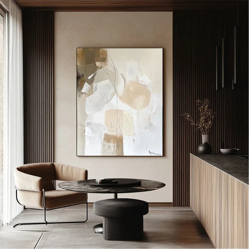 Earthly Flow-Abstract Block Wall Art With Modern Minimalist Soft Line Rhythm - artextured