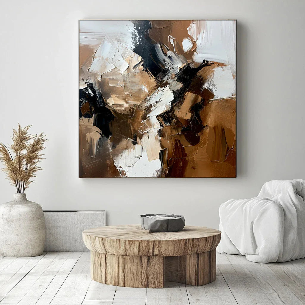 Earthbound Abstraction-Hand Drawn Thick Textured Abstract Oil Painting Wall Art - artextured