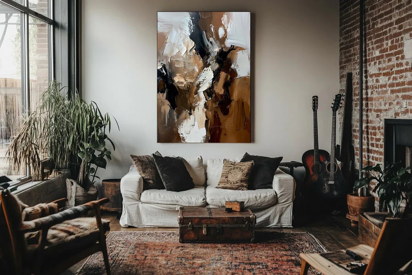 Earthbound Abstraction-Hand Drawn Thick Textured Abstract Oil Painting Wall Art - artextured