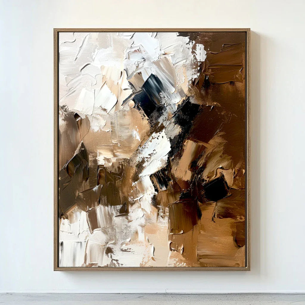 Rustic Rhythm-Warm Brown Flowing Block Surface Thick Coated Abstract Texture Wall Art - artextured