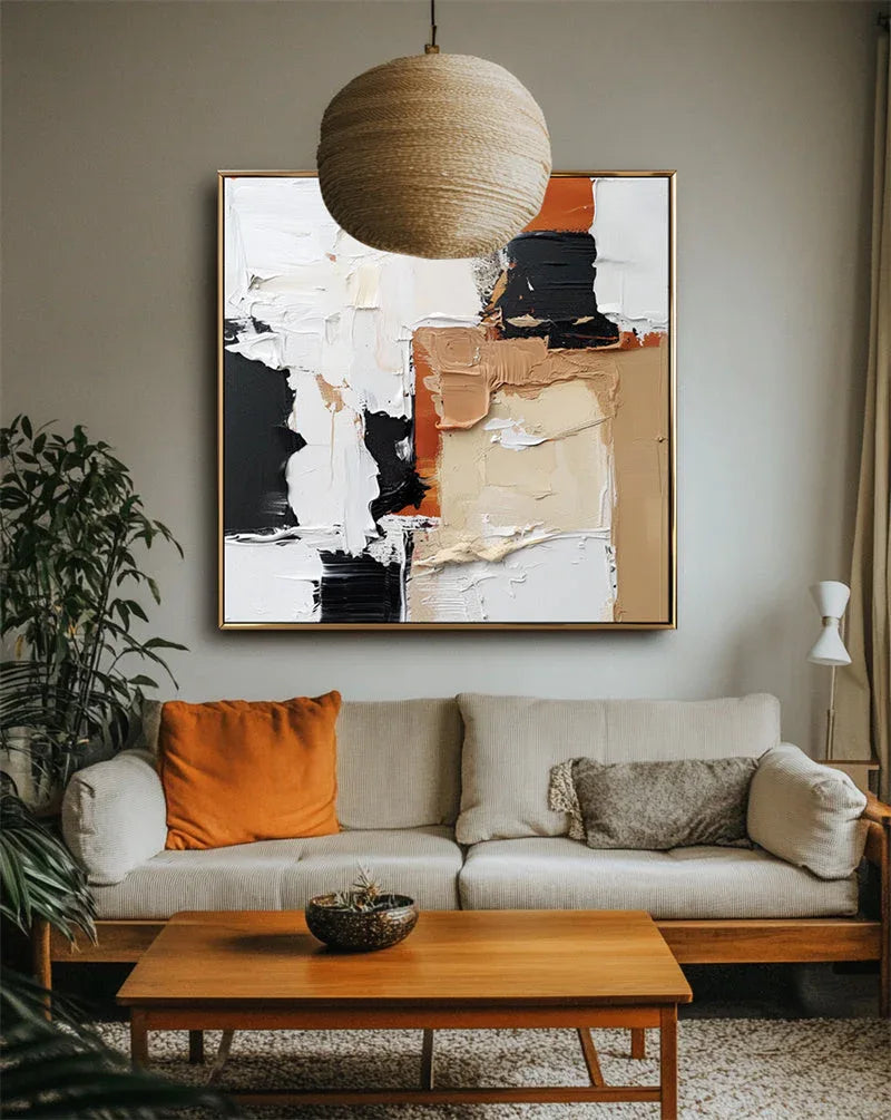 Urban Symphony-Abstract Texture Oil Painting Wall Art of Geometric Block Color Collision - artextured