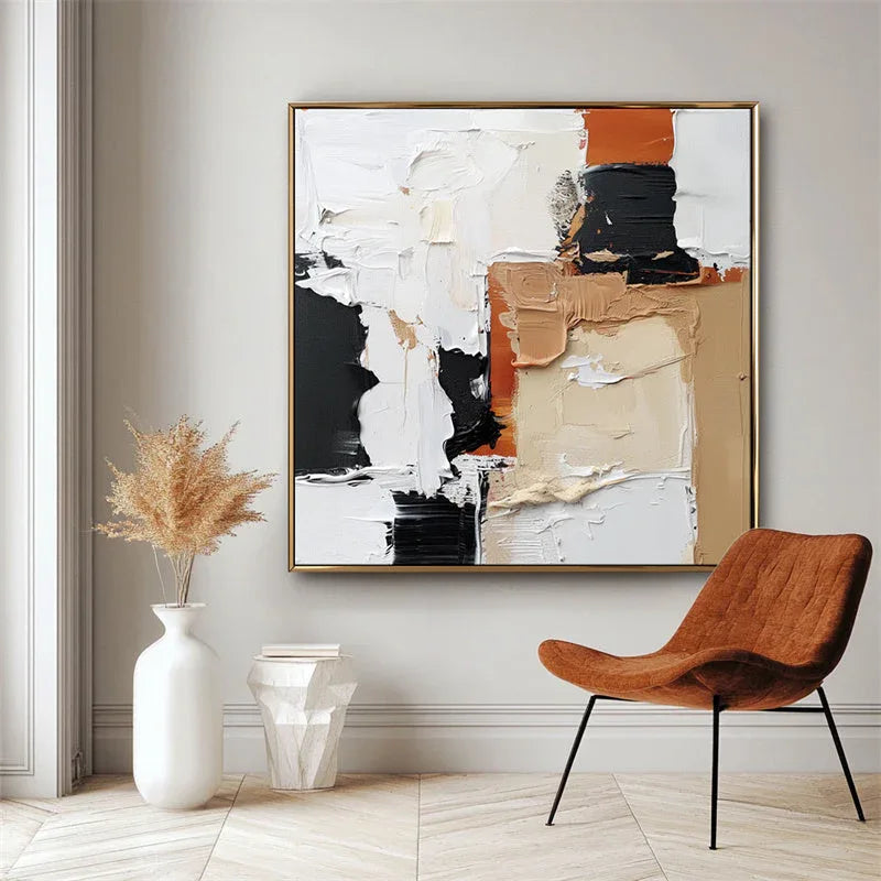 Urban Symphony-Abstract Texture Oil Painting Wall Art of Geometric Block Color Collision - artextured