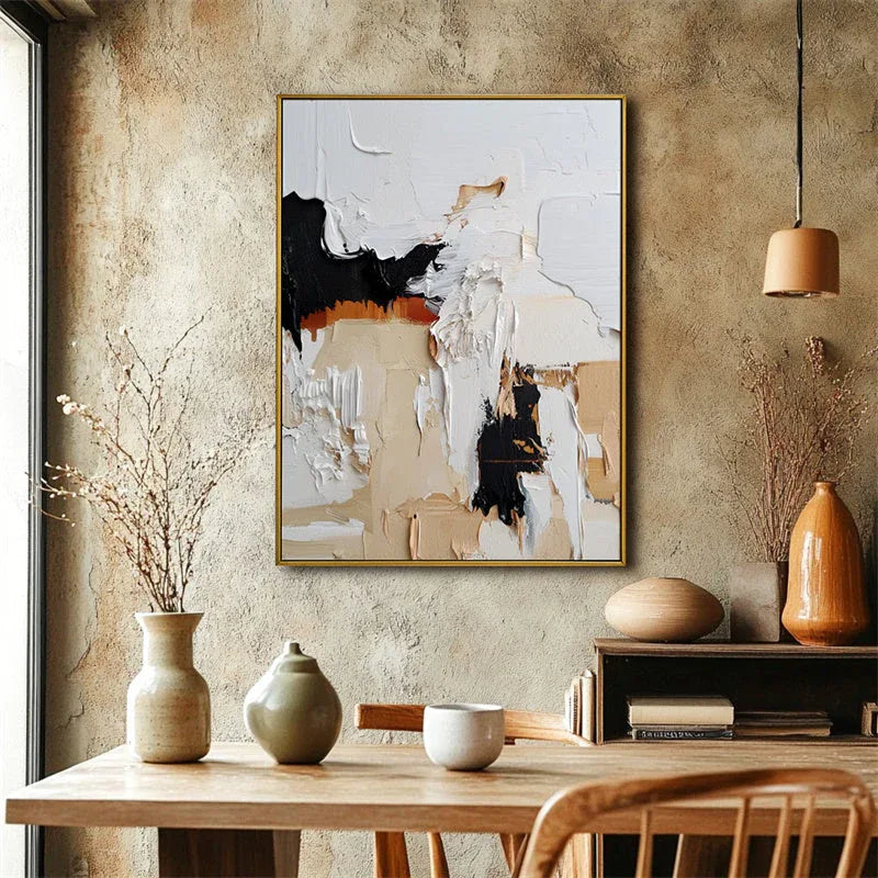 Fragmented Whispers -Broken and Reassembled Block Texture Oil Painting for Modern Living Room or Bedroom Decoration - artextured