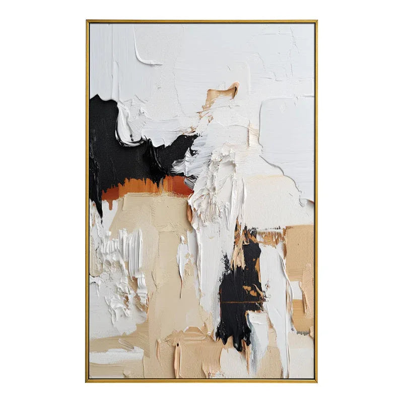 Fragmented Whispers -Broken and Reassembled Block Texture Oil Painting for Modern Living Room or Bedroom Decoration - artextured