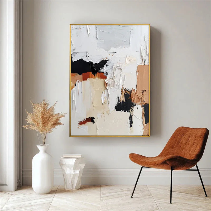 Abstract Symphony - Minimalist Color Blocking Abstract Hand-Painted Oil Painting Wall Art - artextured