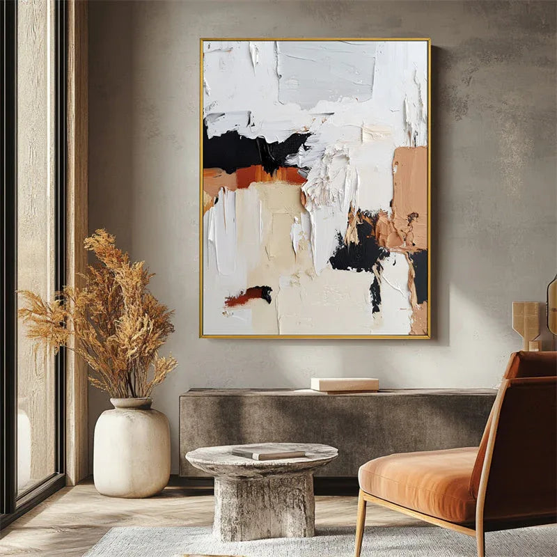Abstract Symphony - Minimalist Color Blocking Abstract Hand-Painted Oil Painting Wall Art - artextured