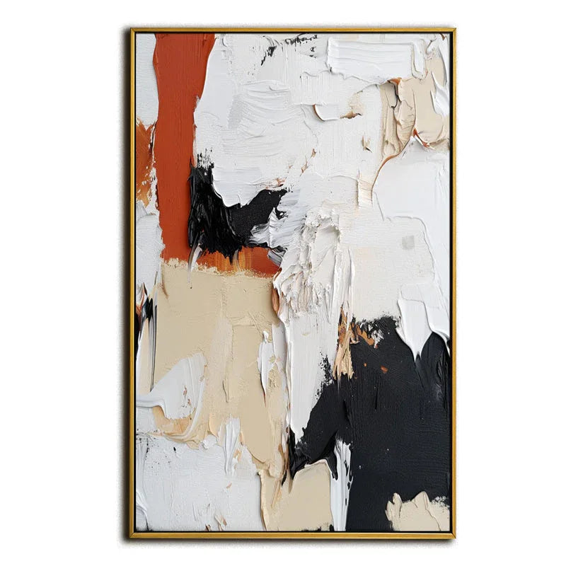 Rustic Harmony-Thick Textured Wall Art With Abstract Color Blocks - artextured