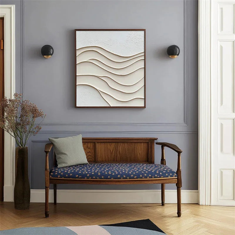 Tranquil Waves-Geometric Rhythm Warm Tone Wave Three Dimensional Texture Wall Art - artextured