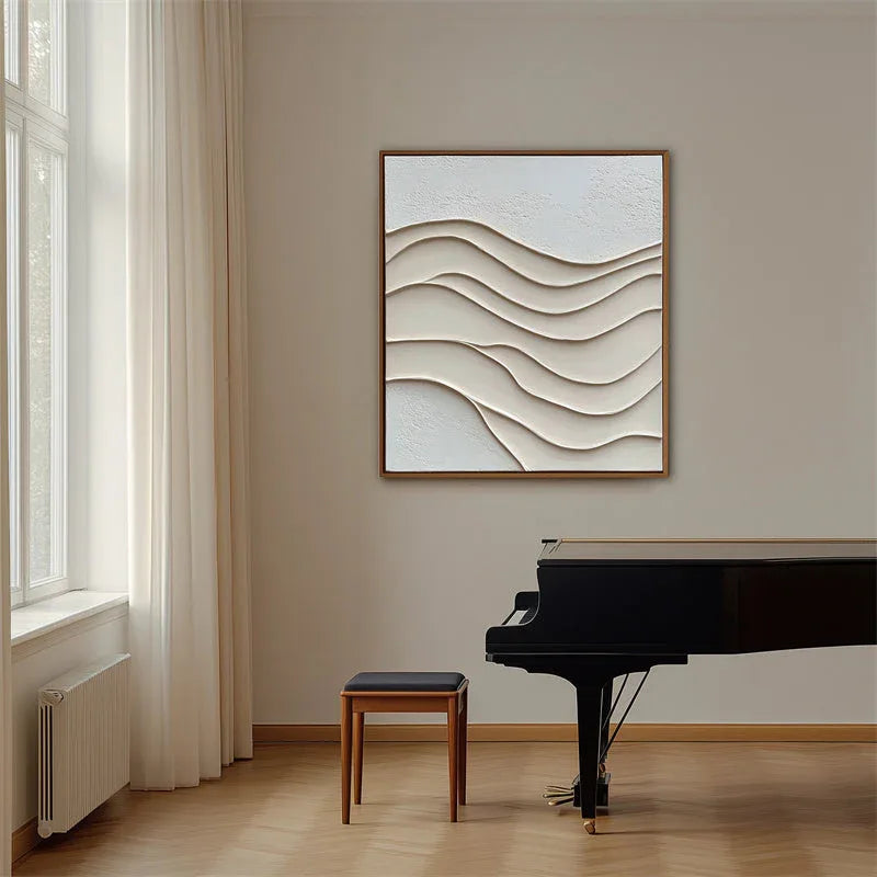 Tranquil Waves-Geometric Rhythm Warm Tone Wave Three Dimensional Texture Wall Art - artextured