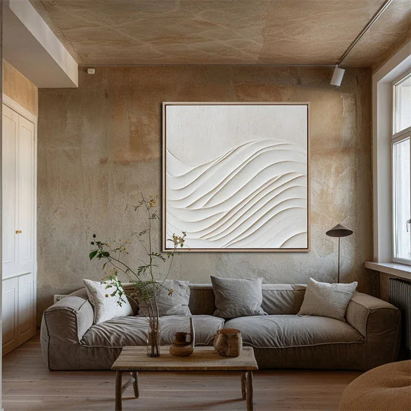 Serene Flow-Wabi Sabi Style Three-Dimensional Wave Texture Abstract Wall Art - artextured