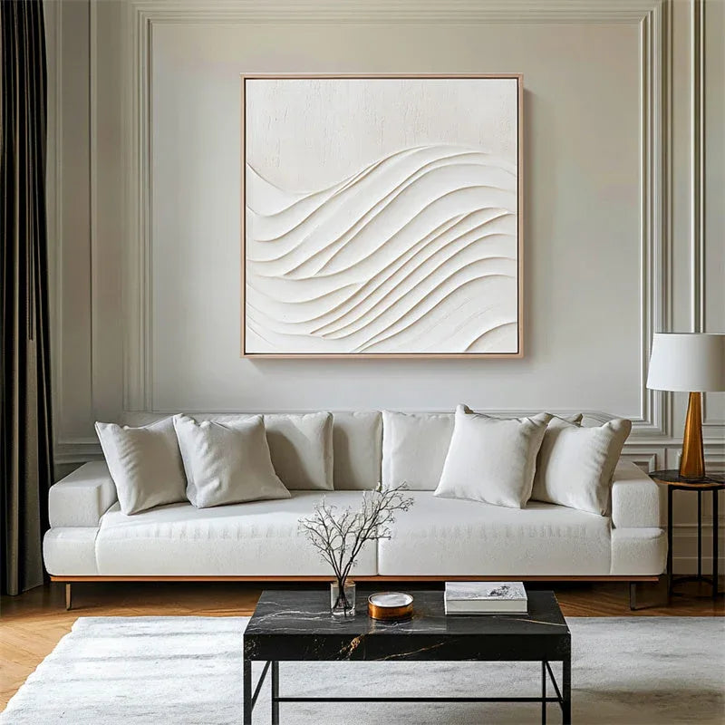 Serene Flow-Wabi Sabi Style Three-Dimensional Wave Texture Abstract Wall Art - artextured