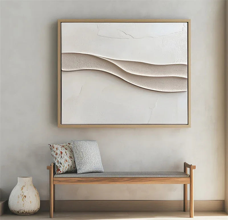 Serene Waves Abstract Art-Minimalist 3D Wave Texture Wall Art in Modern Interior Design - artextured
