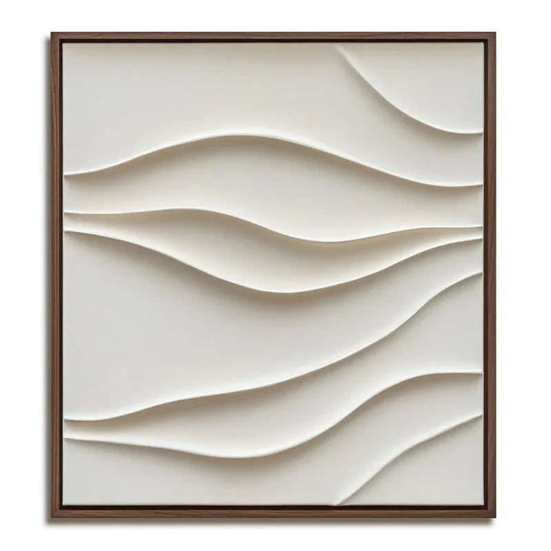 Ethereal Waves-Minimalist Style Soft White Wave Pattern Three-Dimensional Texture Wall Art - artextured