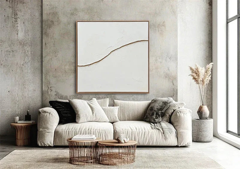 Golden Horizon-Modern Minimalist Three-Dimensional Curved Texture Wall Art - artextured