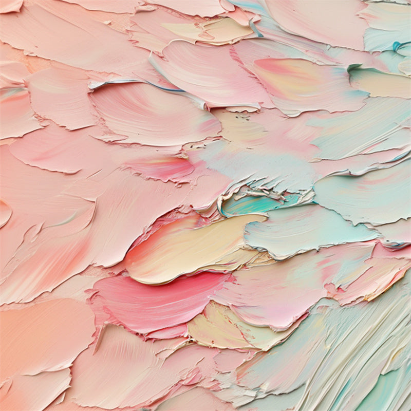 Floral Essence-Hand drawn 3D Pink Green Petal Stacking Beauty Texture Wall Art