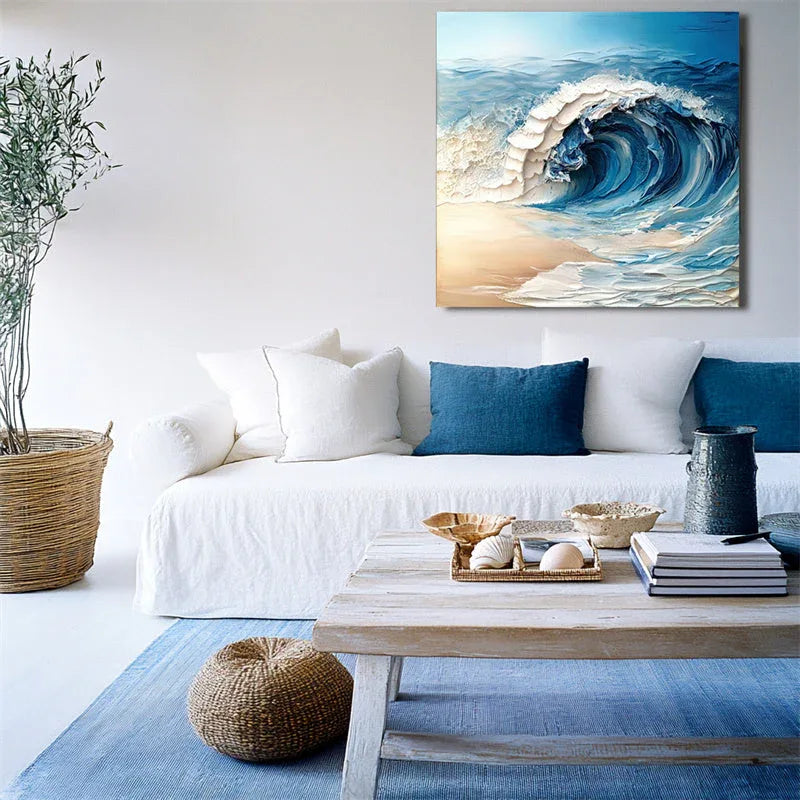 Ocean's Symphony-The Art of Three Dimensional Thick Coating Wave Beach Abstract Texture Wall in Modern Home Design - artextured