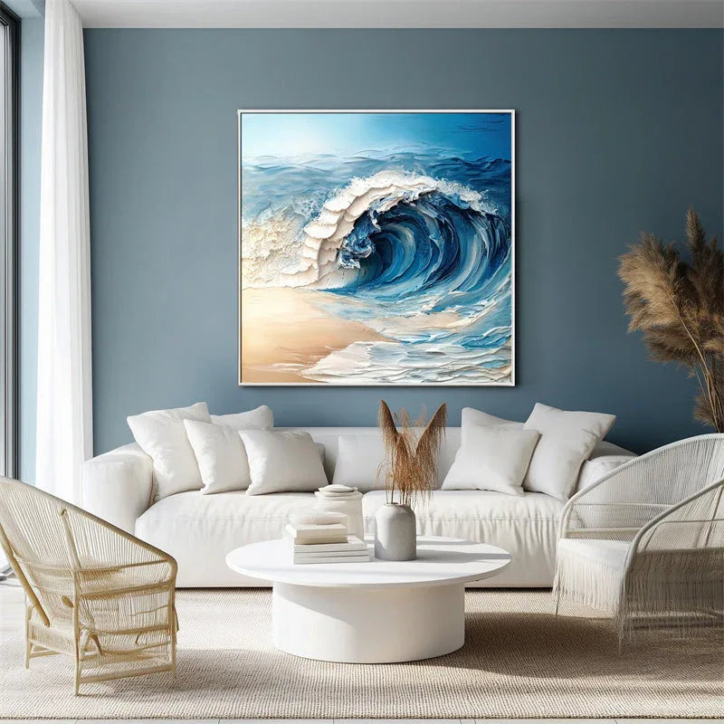 Ocean's Symphony-The Art of Three Dimensional Thick Coating Wave Beach Abstract Texture Wall in Modern Home Design - artextured