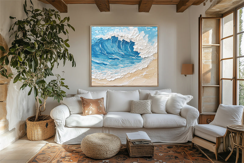 Ocean Surge: Textured Wave Art