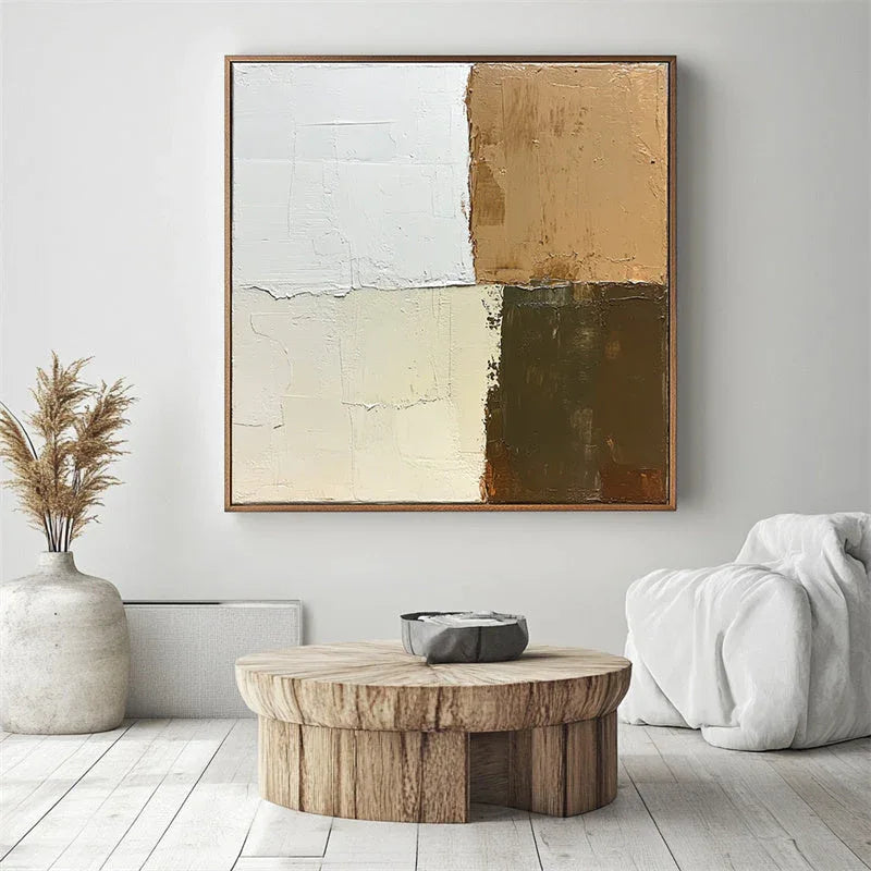 Earthly Harmony – Modern Minimalist Hand Drawn Four Zone Color Block Texture Wall Art - artextured