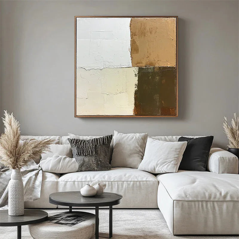 Earthly Harmony – Modern Minimalist Hand Drawn Four Zone Color Block Texture Wall Art - artextured