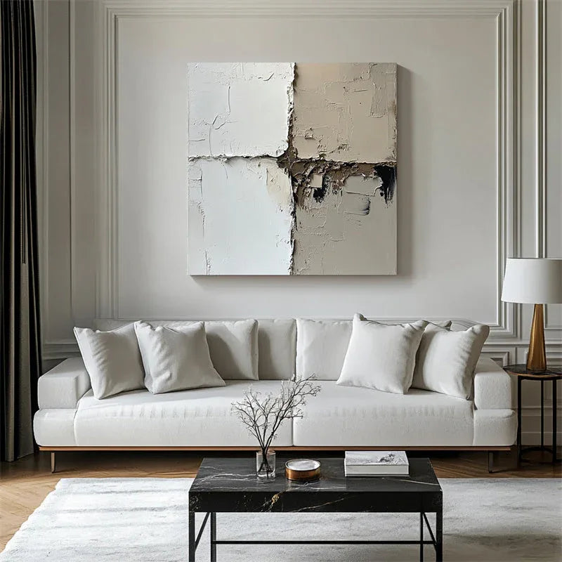 Textured Quadrant Canvas Art-Abstract Texture Wall Art of Geometric Cross Fission - artextured