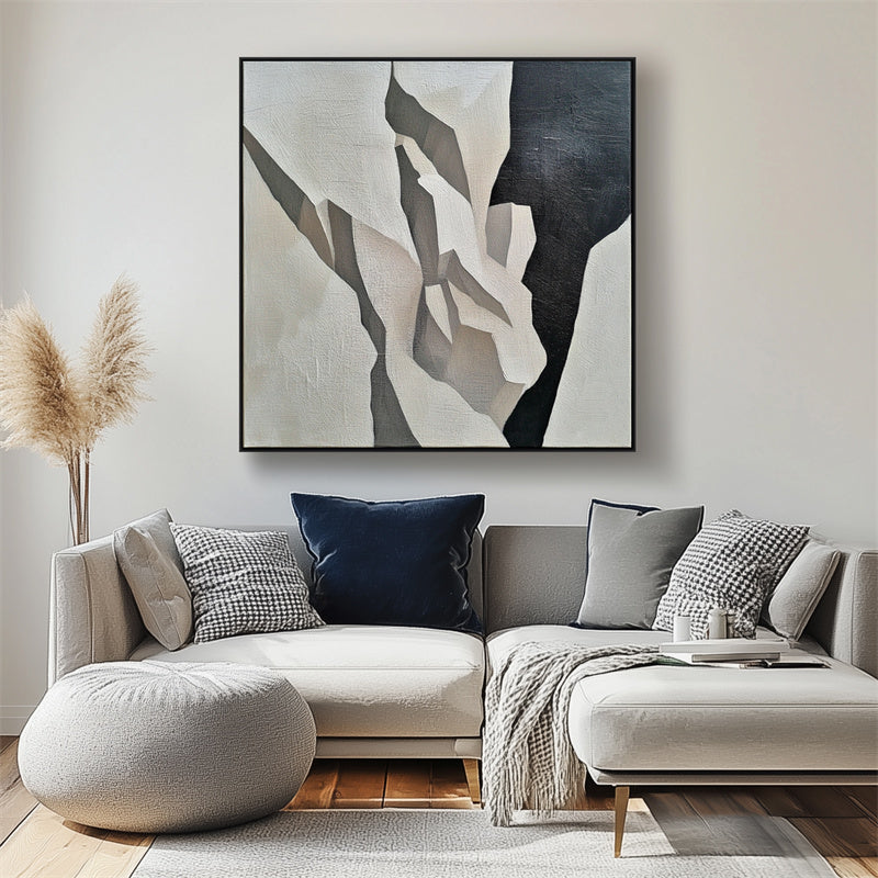 Fractured Elegance-3D Fragmented Block Surface Abstract Texture Oil Painting Wall Art
