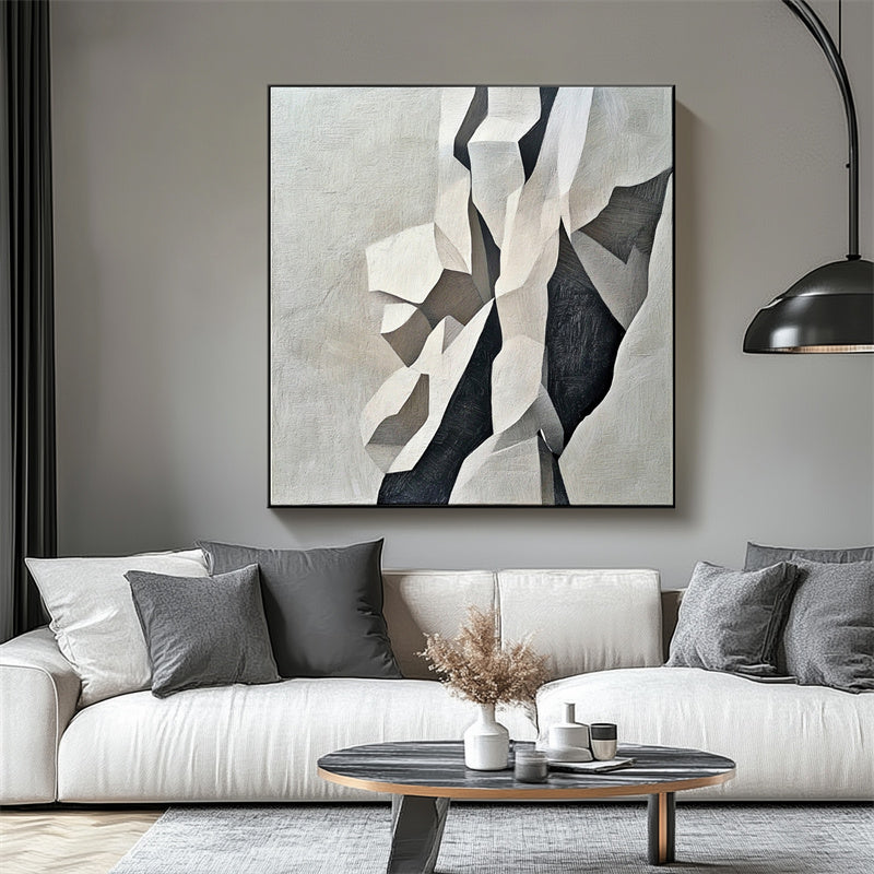 Fractured Elegance – Modern Minimalist 3D Geometric Space Abstract Oil Painting Wall Art