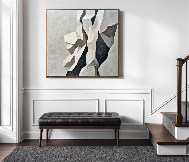 Fractured Elegance – Modern Minimalist 3D Geometric Space Abstract Oil Painting Wall Art