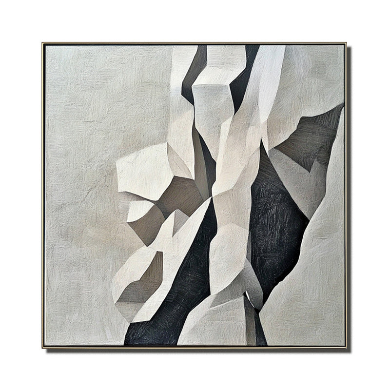 Fractured Elegance – Modern Minimalist 3D Geometric Space Abstract Oil Painting Wall Art