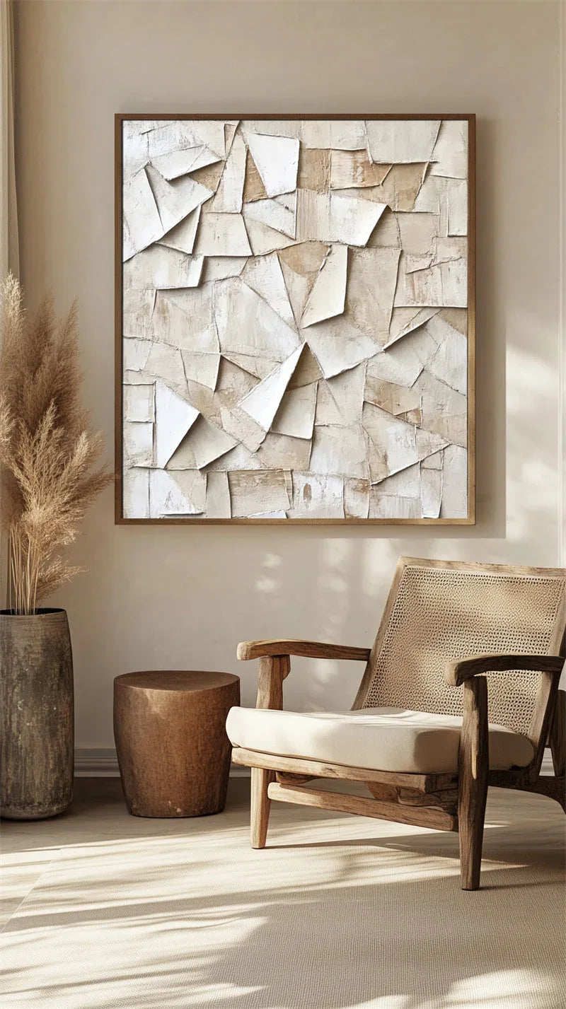 Fragmented Layers – 3D Abstract Retro Layered Fragmented Texture Oil Painting Wall Art - artextured