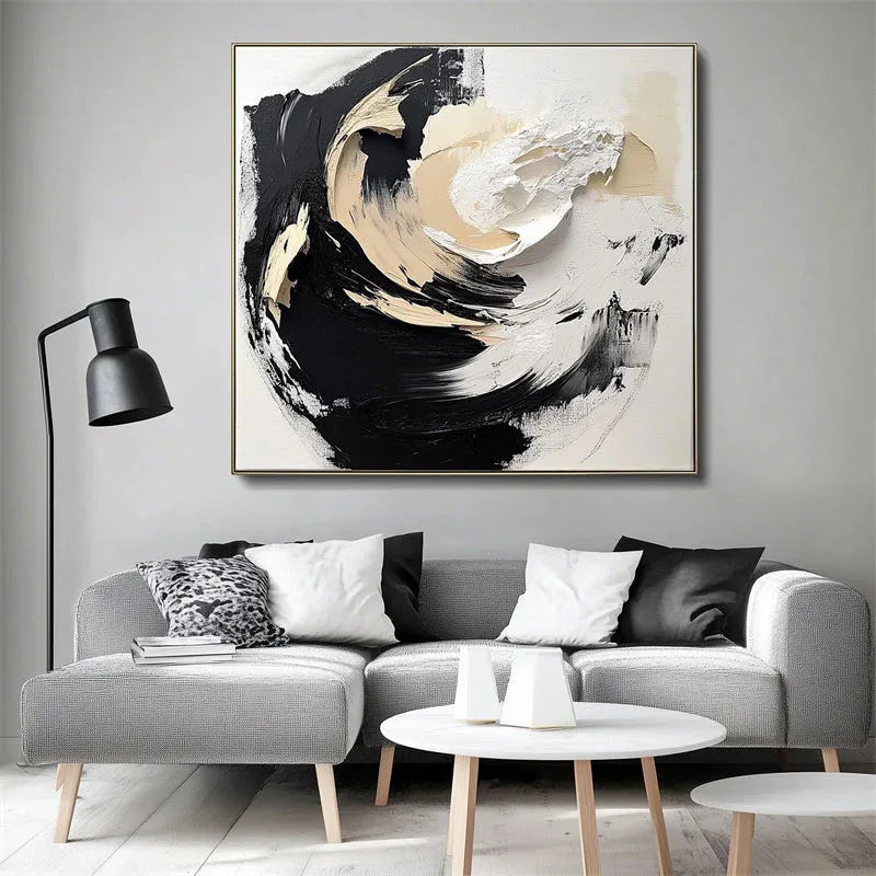 Whirl of Serenity in Texture-Hand Drawn Three-Dimensional Vortex Flow Abstract Oil Painting Wall Art - artextured