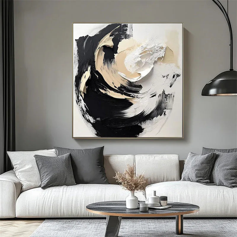 Whirl of Serenity in Texture-Hand Drawn Three-Dimensional Vortex Flow Abstract Oil Painting Wall Art - artextured