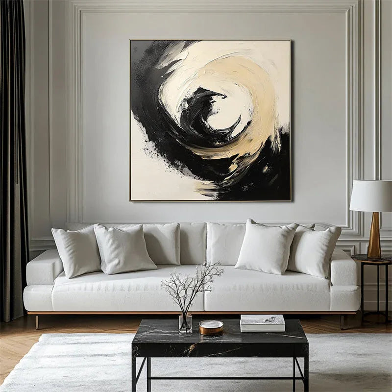 Whirlwind Symphony-Minimalist Three-Dimensional Thick Coating Vortex Gravity Field Abstract Oil Painting Wall Art - artextured