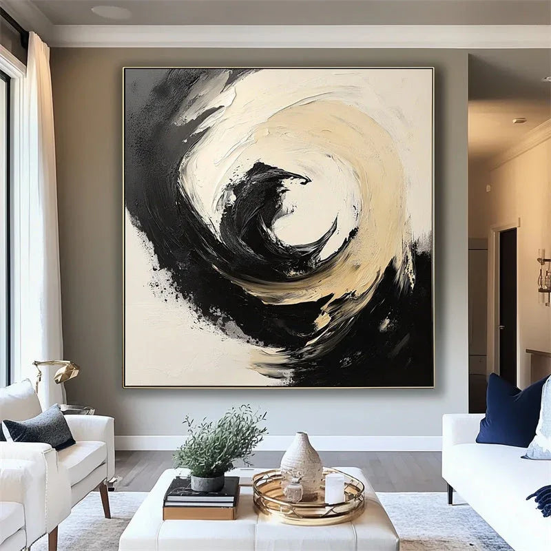 Whirlwind Symphony-Minimalist Three-Dimensional Thick Coating Vortex Gravity Field Abstract Oil Painting Wall Art - artextured