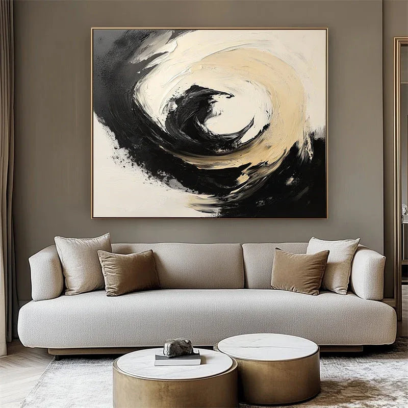 Whirlwind Symphony-Minimalist Three-Dimensional Thick Coating Vortex Gravity Field Abstract Oil Painting Wall Art - artextured