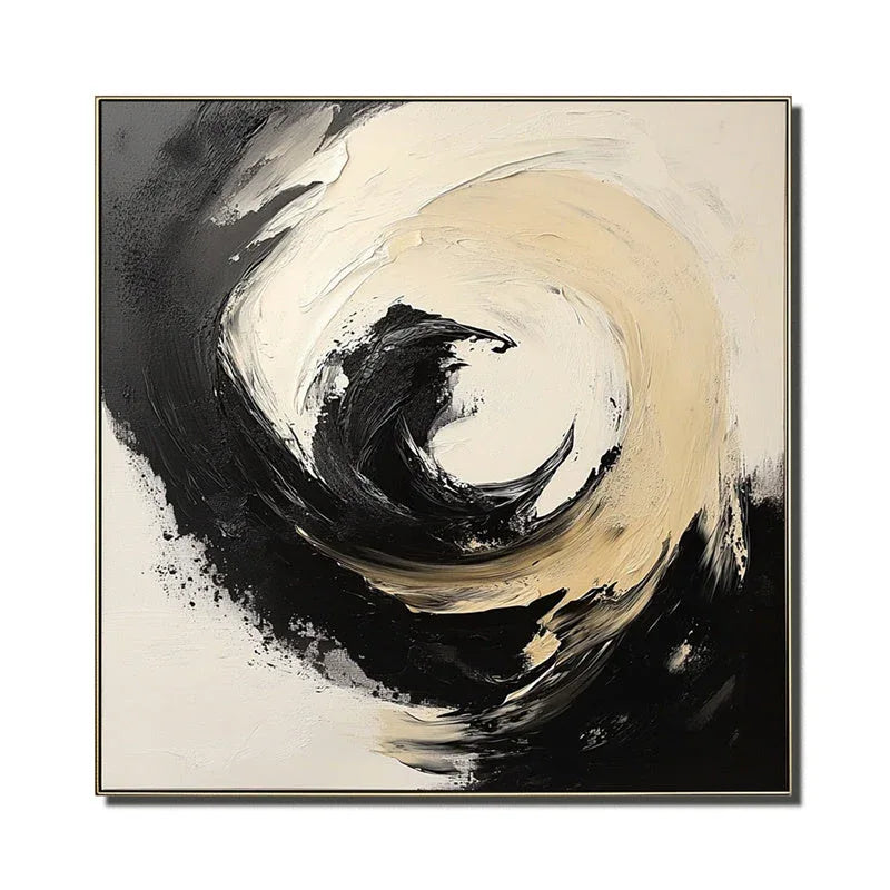 Whirlwind Symphony-Minimalist Three-Dimensional Thick Coating Vortex Gravity Field Abstract Oil Painting Wall Art - artextured