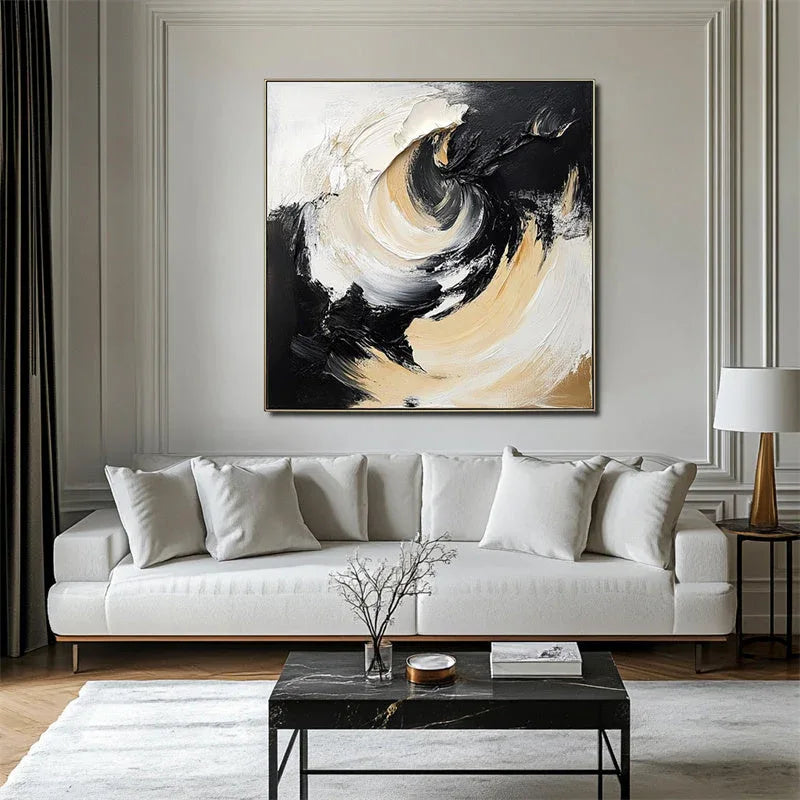 Golden Swirl Essence-Modern Interior Decoration Vortex Flow Abstract Oil Painting Wall Art - artextured