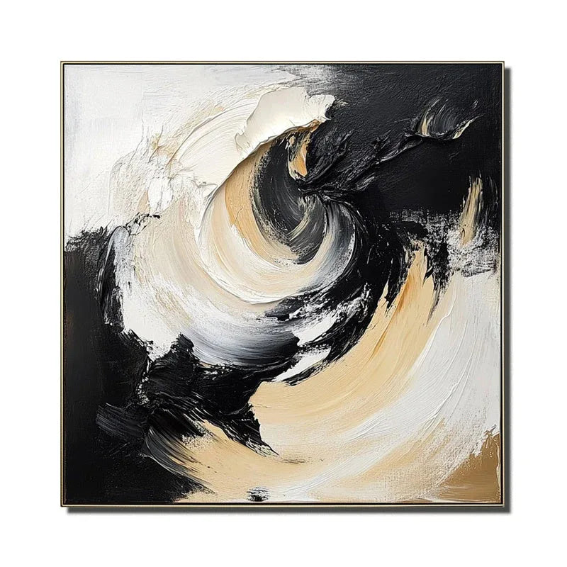 Golden Swirl Essence-Modern Interior Decoration Vortex Flow Abstract Oil Painting Wall Art - artextured