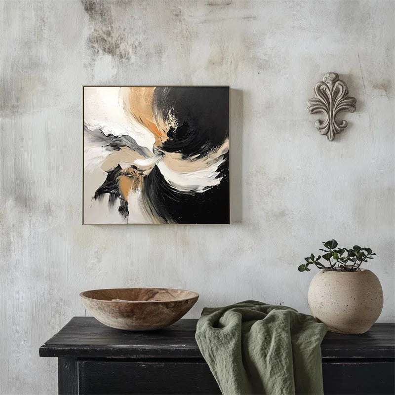 Vortex of Serenity – Hand Drawn Three-Dimensional Abstract Vortex Dynamic Texture Oil Painting Wall Art - artextured