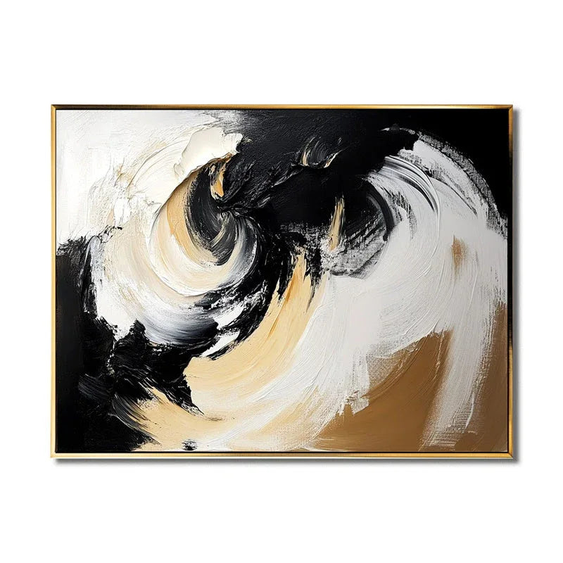 Vortex of Motion-Hand Drawn Three-Dimensional Three Color Vortex Dynamic Abstract Oil Painting Wall Art - artextured