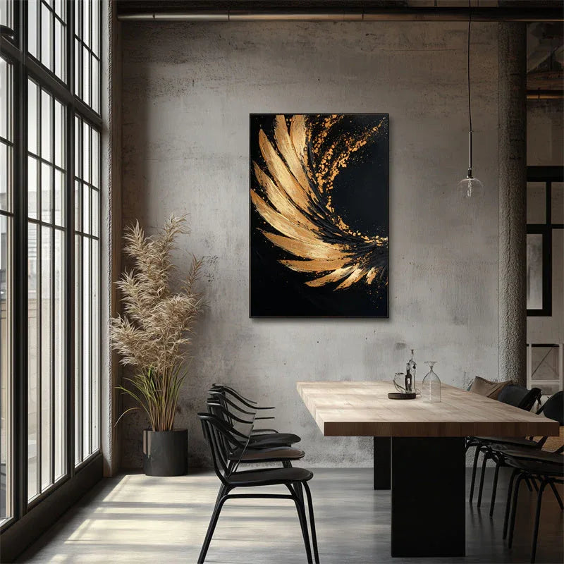 Golden Wings Abstract Art-Hand Drawn Texture Gold Wings Abstract Wall Art - artextured
