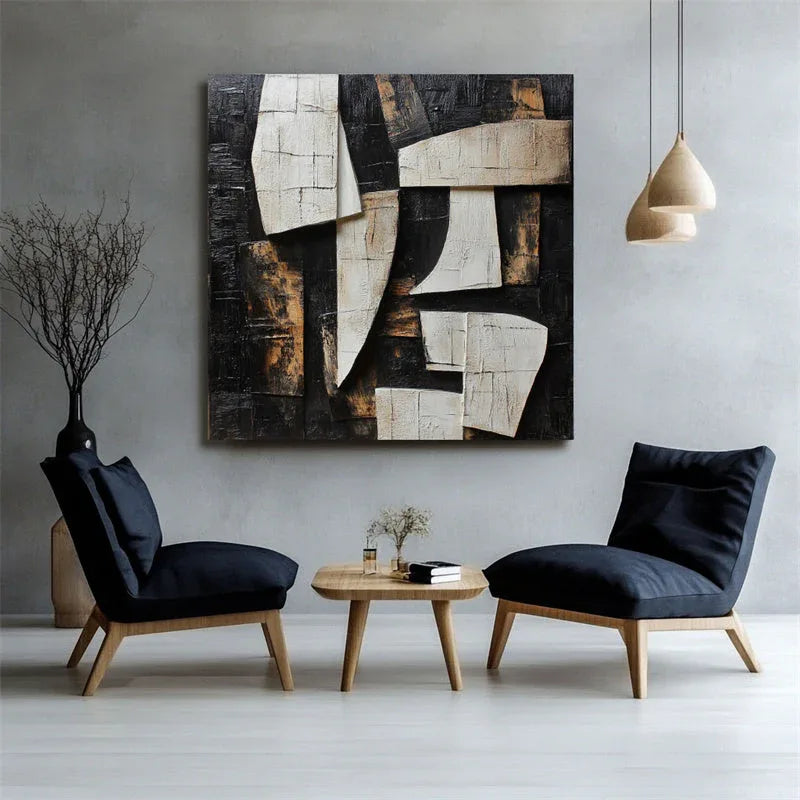 Fragments of Elegance-Modern Minimalist 3D Geometric Block Abstract Texture Wall Art - artextured