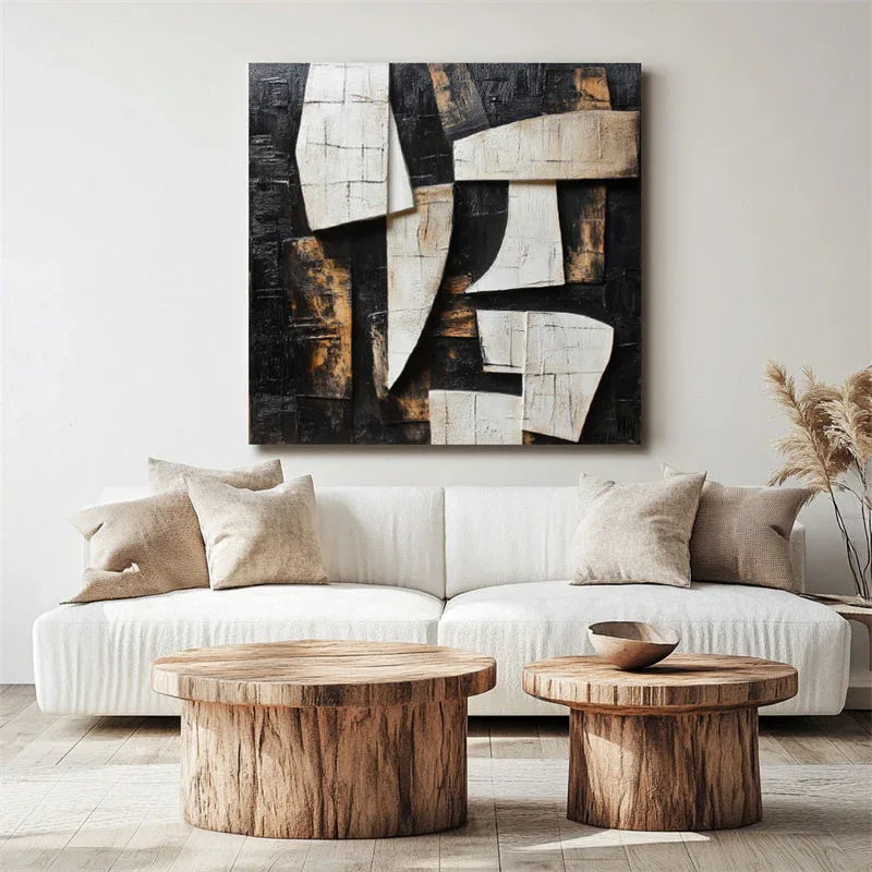 Fragments of Elegance-Modern Minimalist 3D Geometric Block Abstract Texture Wall Art - artextured
