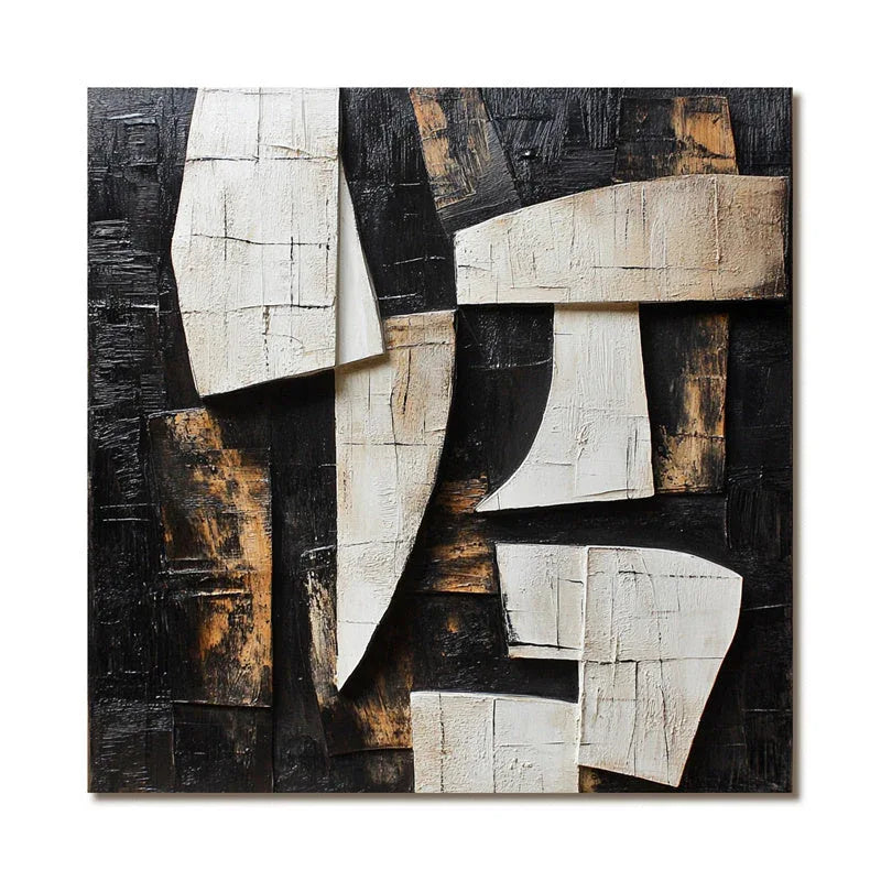 Fragments of Elegance-Modern Minimalist 3D Geometric Block Abstract Texture Wall Art - artextured