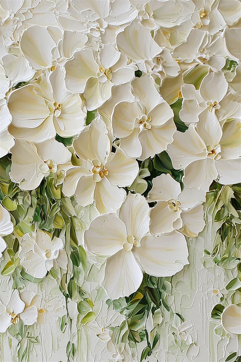 Blooming Grace-Minimally Three-Dimensional Hanging White Flower Cluster Texture Wall Art - artextured