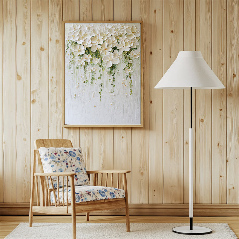 Blooming Grace-Minimally Three-Dimensional Hanging White Flower Cluster Texture Wall Art