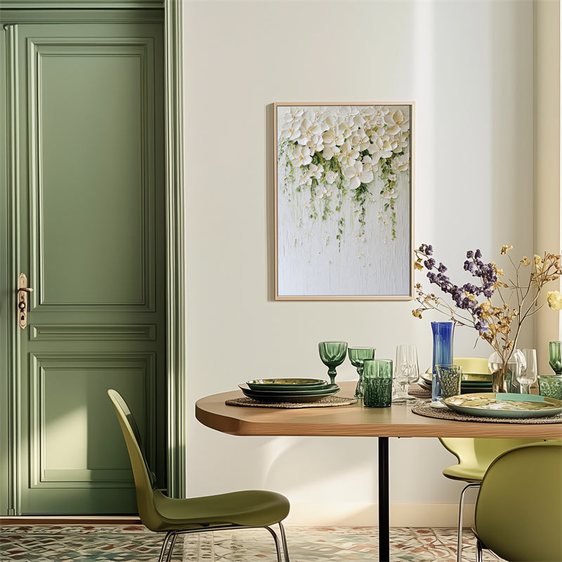 Blooming Grace-Minimally Three-Dimensional Hanging White Flower Cluster Texture Wall Art